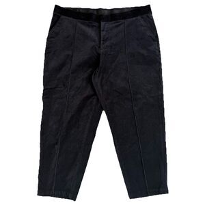 LANDS' END Black Velvet High Rise Pintuck Pants Women’s 20W